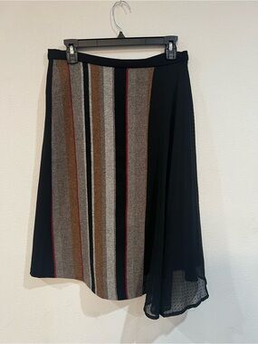 Anthropology Eva Franco Mixed Medium Striped Midi Skirt Sheer Swiss Dot Size 8